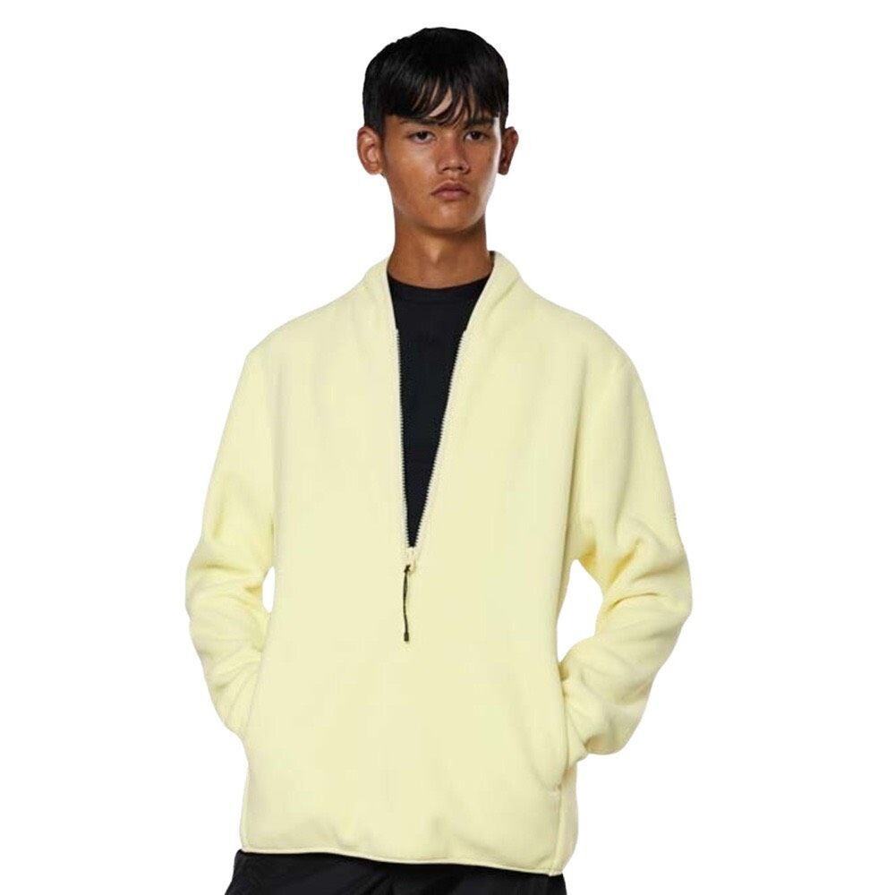 Rains Half Zip Fleece Pullover Straw Yellow Oversized Unisex L NWT